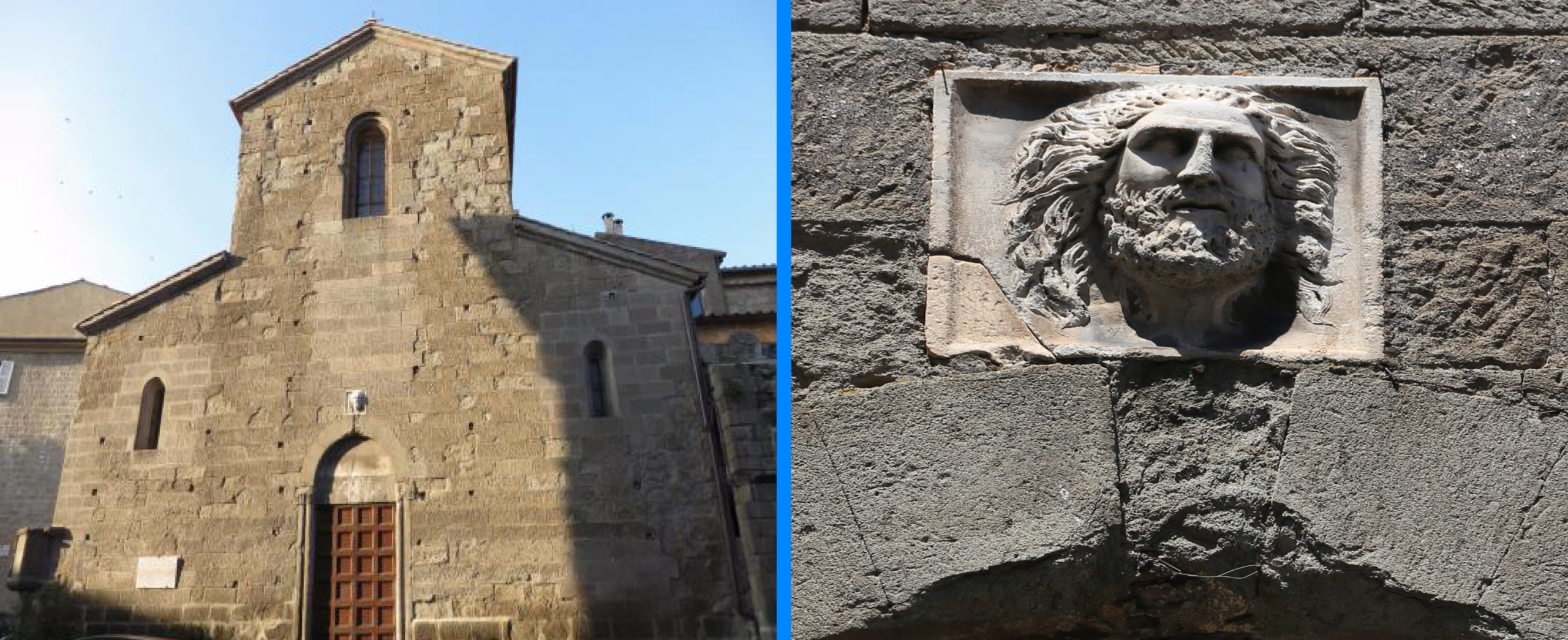 Viterbo - Chiesa di Santa Maria Nuova - la facciata e il particolare della formella marmorea